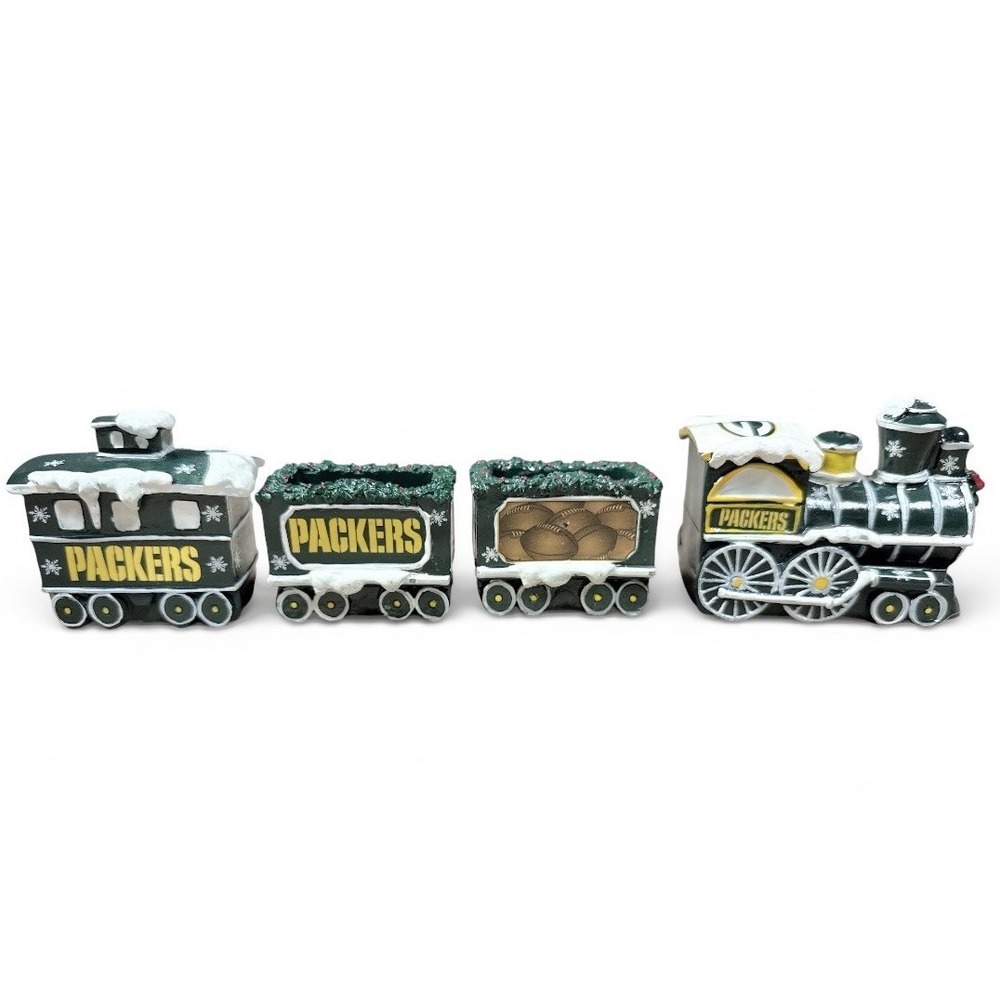 Forever Collectibles NFL Green Bay Packers 4 Piece Train Set Holiday Decor Green